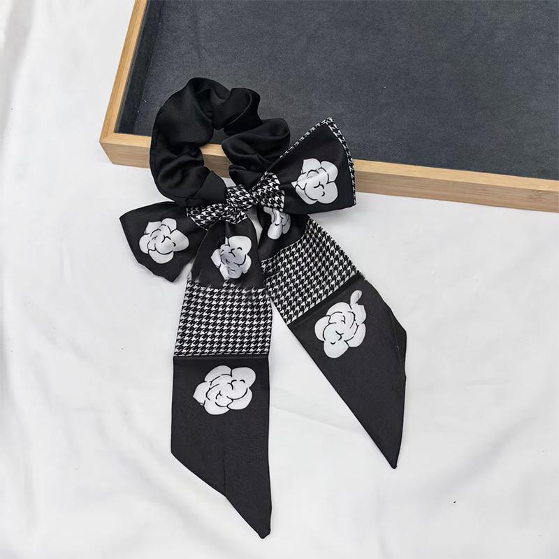 Printed Bow Hair Rope Elegant Ribbon Ponytail Hair Band For Women Sweet Rubber Band Hair Ring Fashion Headdress Hair Accessories