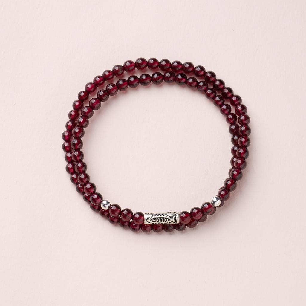 Natural Three-ring Garnet Bracelet for Women, Crystal Hetian Jade Bracelet, Gift, Light Luxury, Niche, Simple and Versatile Jewelry