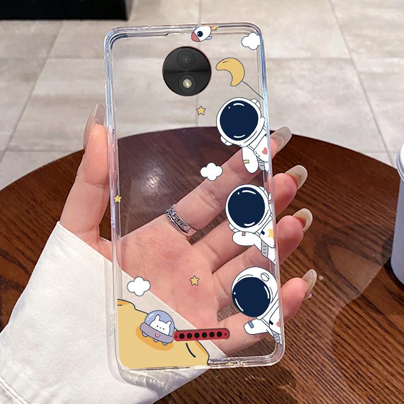 Casing For Motorola Moto C Plus Case Aesthetic Cute Cat Astronaut Transparent Soft Silicone Back Cover Moto C CPlus Phone Case