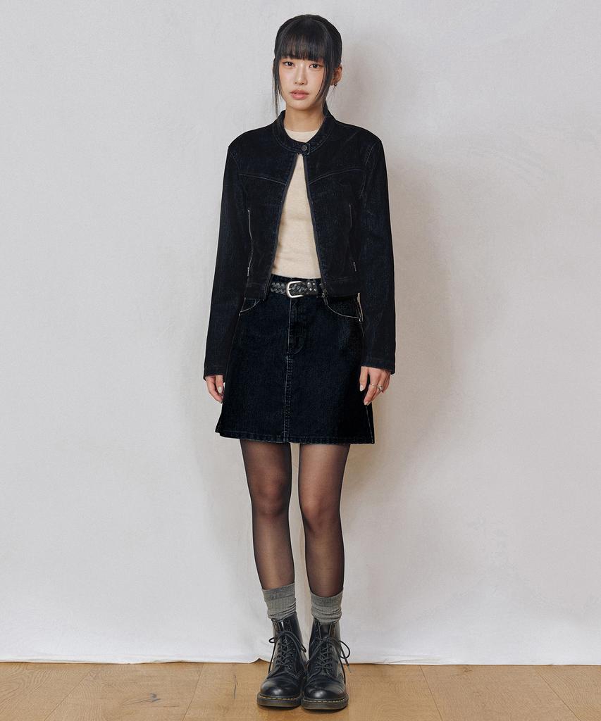 Deketeuumeon [Velvet Denim]Velvet Mini Skirt Dcsk007Black