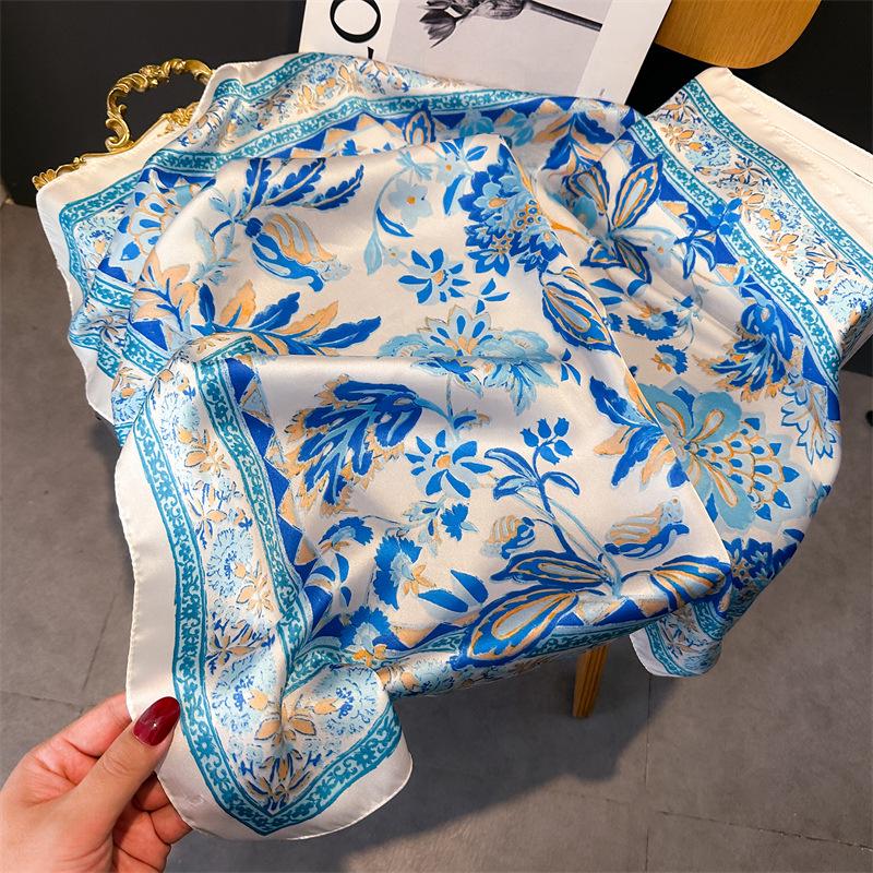 Women's 70cm Leopard Print Silk Scarf - Versatile Square Scarf for Professional and Casual Wear