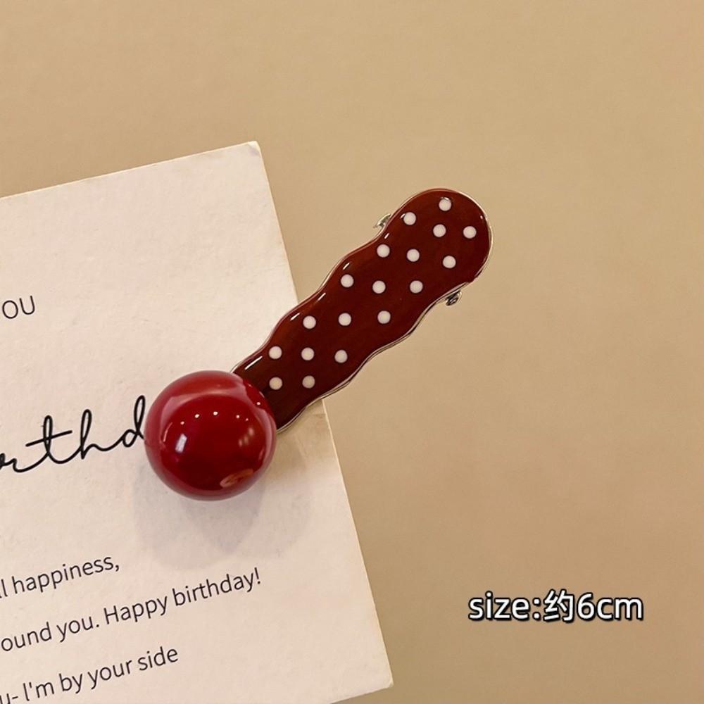 Red Retro Hair Clip Polka Dot Duckbill Hair Clips Sweet Bangs Clip  Hair Styling Accessories