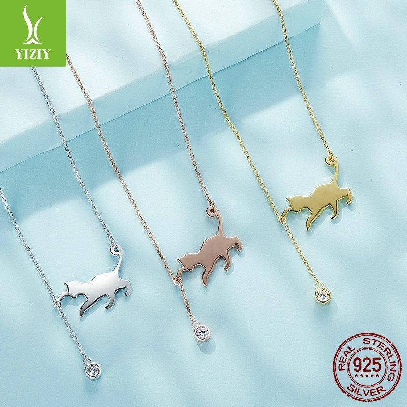Fashion Cute Kitten S925 Sterling Silver Lady, Niche Design Naughty Cat Collarbone Chain Jewelry