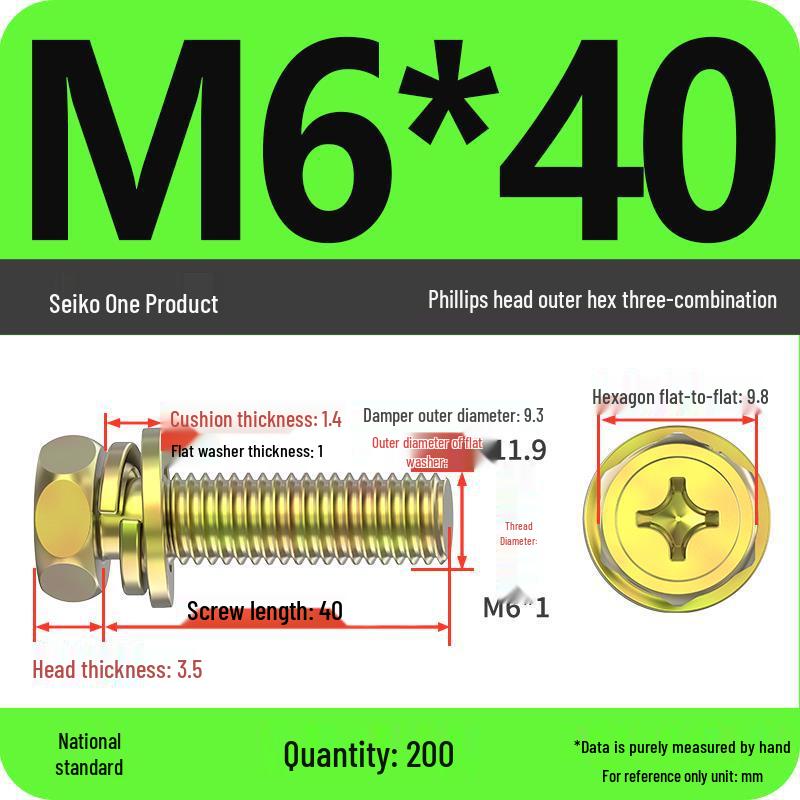 Hexagon Head Combination Screw Bolt Set with Washer and Spring Washer
