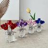 Exquisite Crystal Glass Rose Sculptures - Elegant Red, Blue & Pink Floral Decor with Sparkling Leaves, Multi-Room Home Décor for Bedroom, Kitchen..