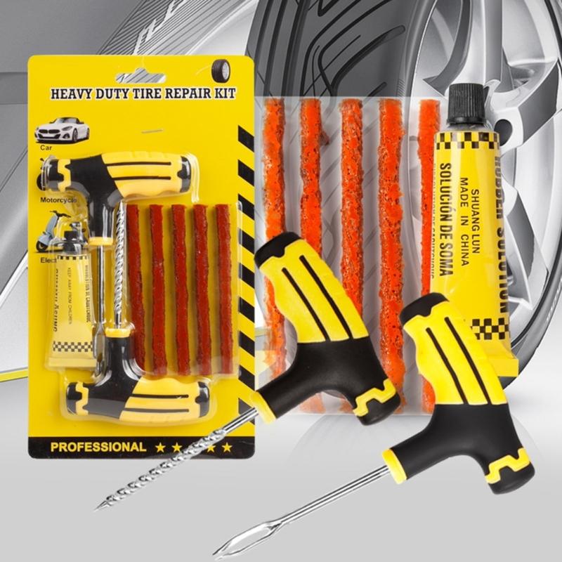 Auto Tire Repair Set Puncture Repair Tool Car Motorcycle Bike Heavy Duty Tubeless Tire Repair Kit Rivets Tool Set