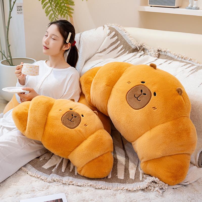Cartoon Capybara Croissant Kissen Plüschtier Kapibara Puppe Home Sofa Kissen Kissen Lappenpuppe