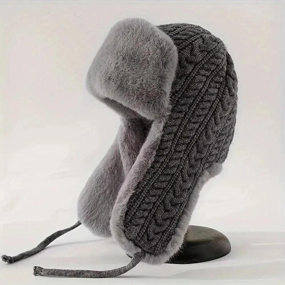 

Knitted Cap Warm Skiing Hat Winter Hat Fleece Lined Windproof Beanie For Casual Outings Skiing Winter Walks