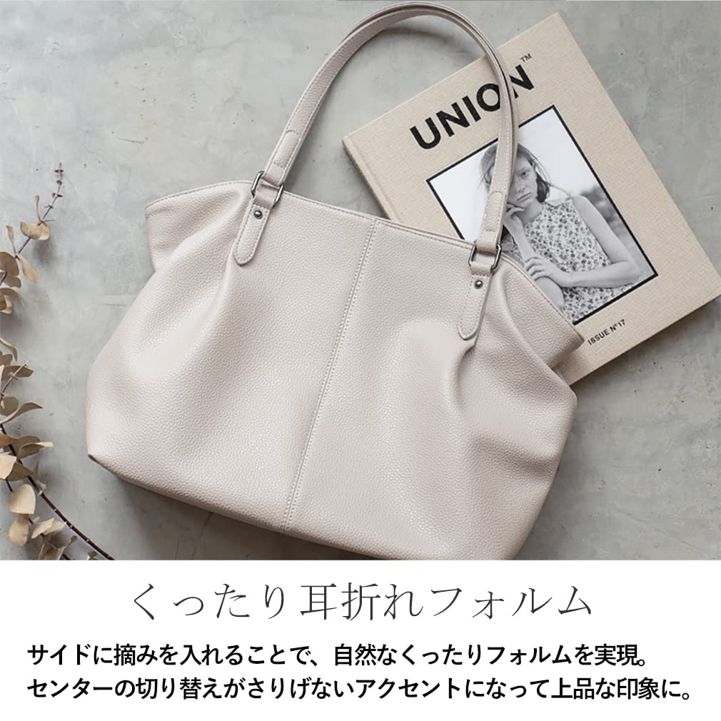 VITAFELICE Women's 3-Room Side Tuck Tote Bag (inb-10037p) (Black)