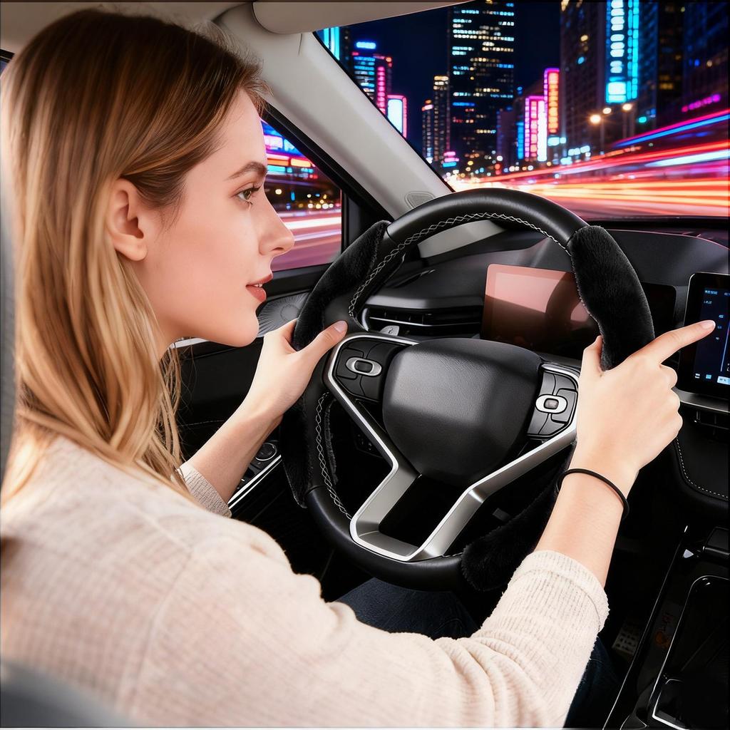 Steering Wheel Cover 1 Pair Warm Soft Elastic Accessories Car Steer Wheel Cover For Beginners Family Automotive Vehicle Indoor