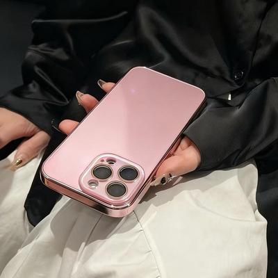 For iPhone 17 Pro Max 16 15 14 13 12 Luxury Electroplated Solid Color Phone Case Full Coverage Lens Drop-resistant Premium Protective Case