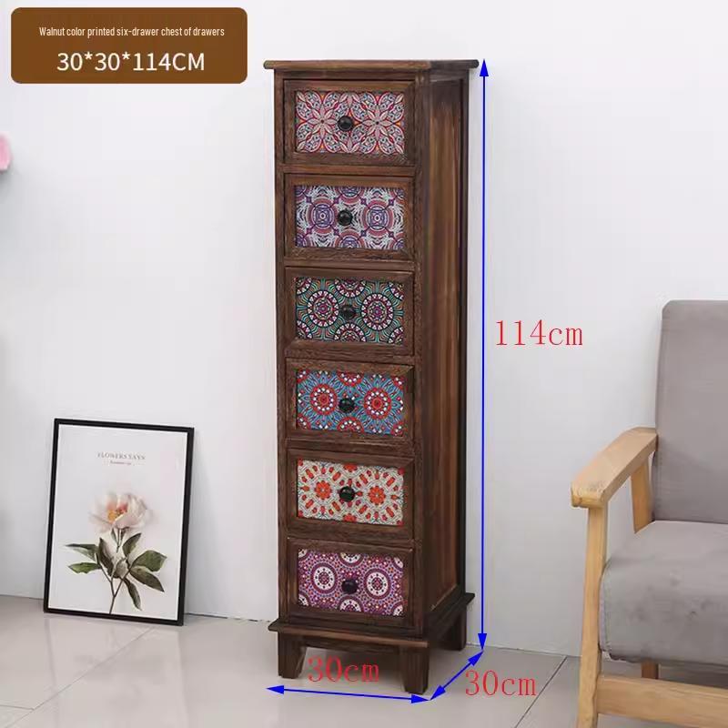 American Solid Wood Narrow Five-Drawer Sideboard and Bedside Cabinet