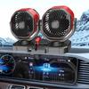 Double Head Car Fan 12V 24V Lighter Cooling Fan Double USB Output Oscillating Airflows for Truck RVs Dashboard Use