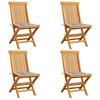 Chaises de jardin coussins à carreaux gris lot de 4 Teck massif