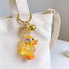 Keychain Transparent Macaron Color Beads Key Chain with Duck Pendant Portable Anti-Lost Mobile Phone Chain Bag Hanger