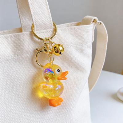 Chaveiro Transparente Cor Macaron Contas Chaveiro com Pingente de Pato Portátil Anti-Perda Corrente para Celular Cabide
