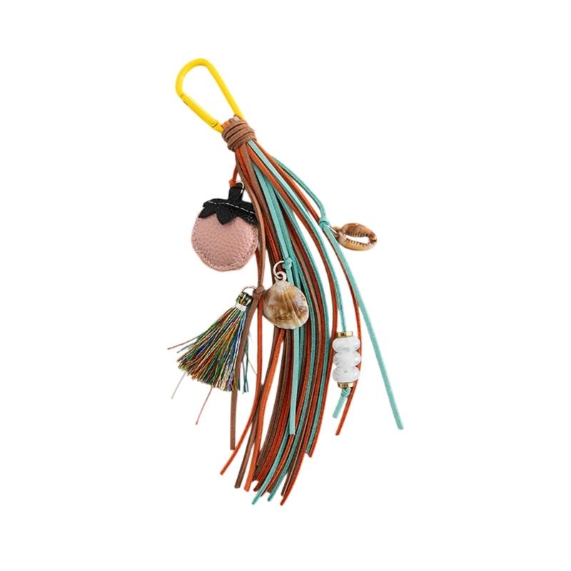 Ligero Encanto de Bolso Inspirado en Frutas con Acento de Concha de PU Hecha a Mano y Borlas Desmontables