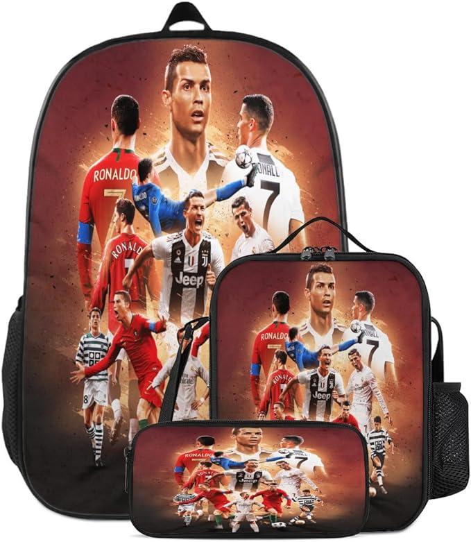 Zaino Stampa Stella del Calcio Tre Pezzi Zaino Scolastico per Bambini, Zaino per Studenti delle Scuole Primarie e Secondarie, Astuccio