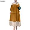 ZANZEA Women Long Sleeve Blouse and Skirts Casual Two Piece Suit Sets