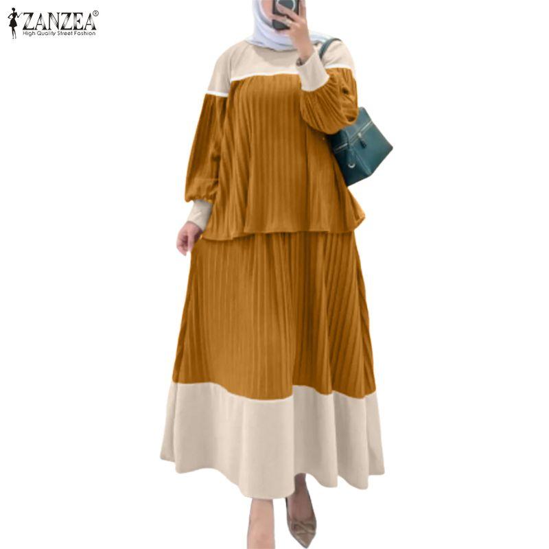ZANZEA Women Long Sleeve Blouse and Skirts Casual Two Piece Suit Sets