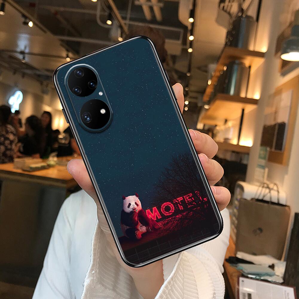 Super roztomilé pouzdro na telefon Panda pro Huawei p50 P40 p30 P20 10 9 8 Lite E Pro Plus Black Etui Coque Painting Hoesjes comic fas