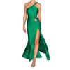 Women Evening Dress Slant Neck Off Shoulder Split Hem Skinny Backless Sleeveless