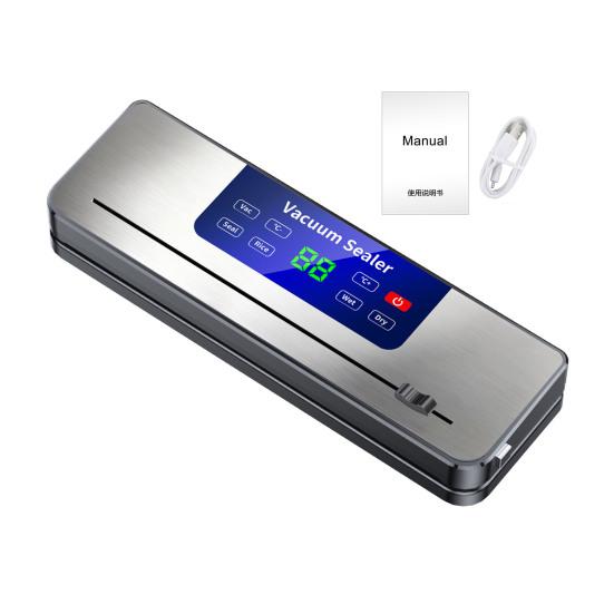 Electric Vacuum Sealer Machine Adjustable Seal Temperature Built-in Cutter Portable Food Sealer Touch Screen Bag Sealer for Kitchen Home Use