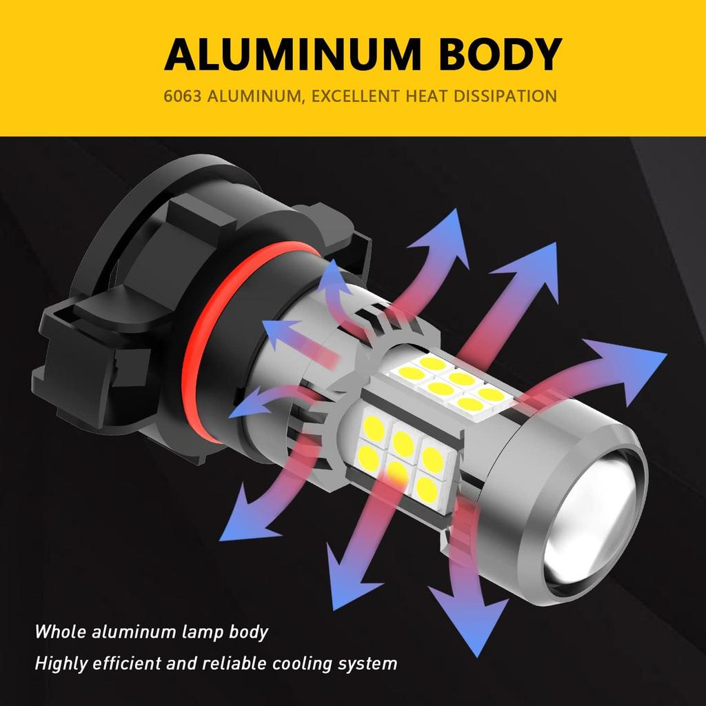 PHINLION 2504 PSX24W 12276 LED Fog Light Bulbs, 3200 Lumens Super Bright, 6000K Xenon White, 3030 30 SMD Chips, DRL Replacement Lamps for Cars,