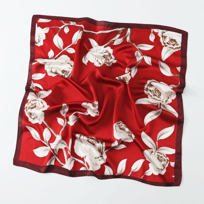 Women S 70cm Floral Printed Square Scarf For All Seasons