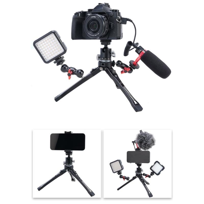 Tischstativ für Kamera und Telefon Handyhalterung Action-Kamera-Adapter Stabiler Griff Tragbares Tischstativ Desktop-Halterung