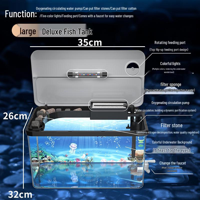 

Компактный Эко Акваскейп: 2025 Настольный аквариум для золотых рыбок с фильтрацией и аэрацией