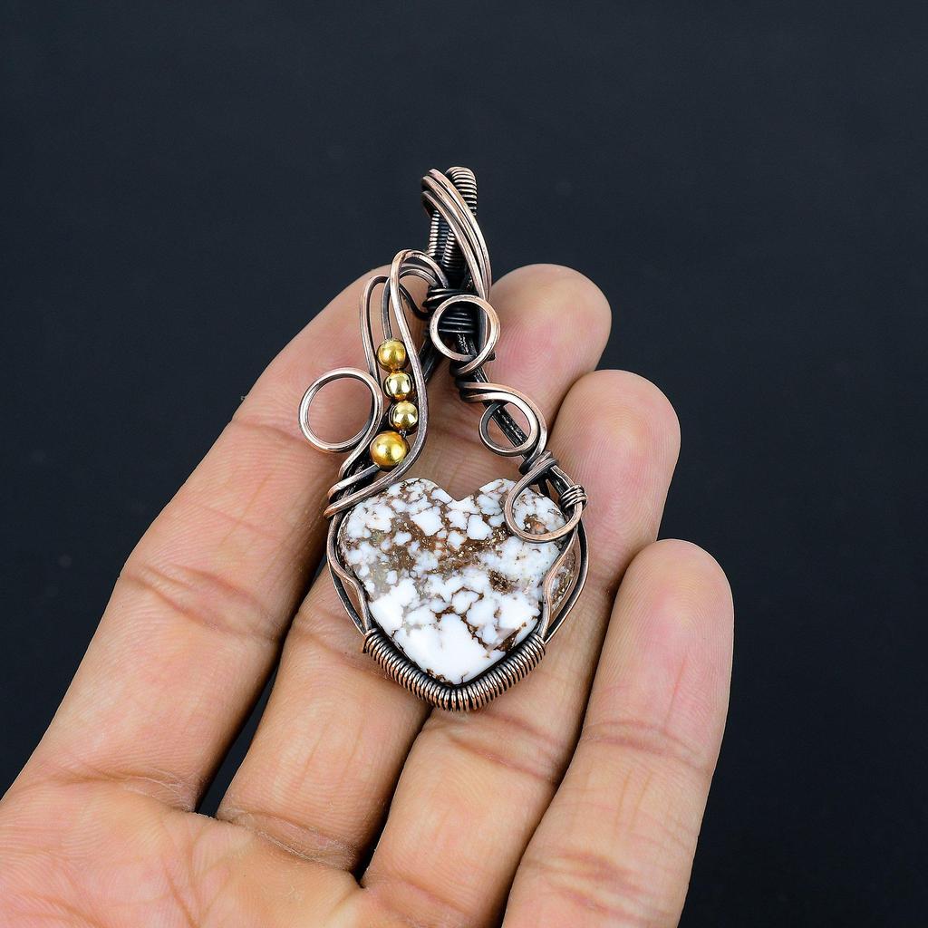 Wild Horse Pendant Gemstone Jewelry, 999 Copper Wire Wrapped Handmade Pendant, Latest Design Jewelry