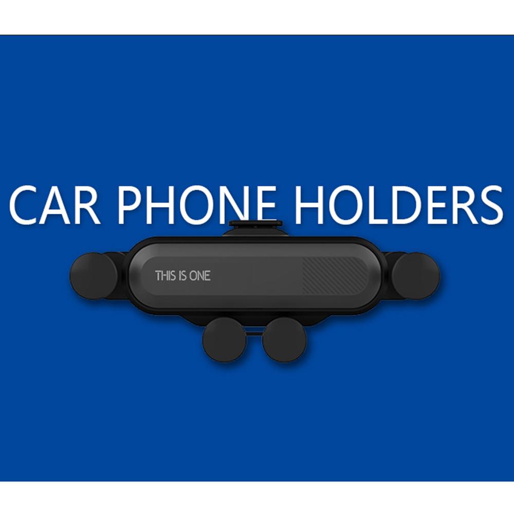 Universal Gravity Clip Car Air Vent Phone Mount - Adjustable Angle, Black Plastic, 6-Month Warranty