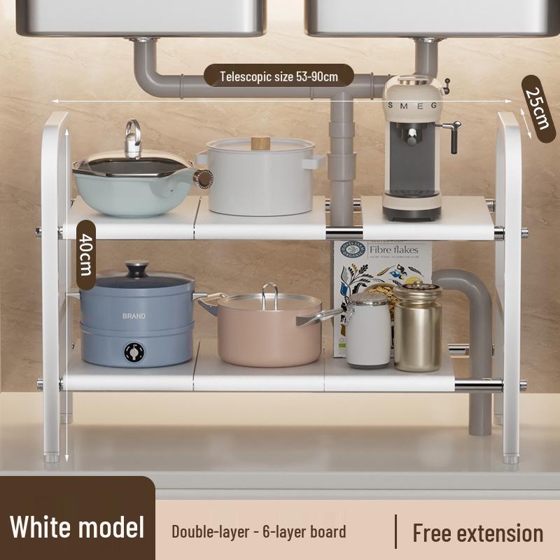 Organisateur rétractable sous l'évier: Étagère à ustensiles de cuisine et panier de rangement multicouches