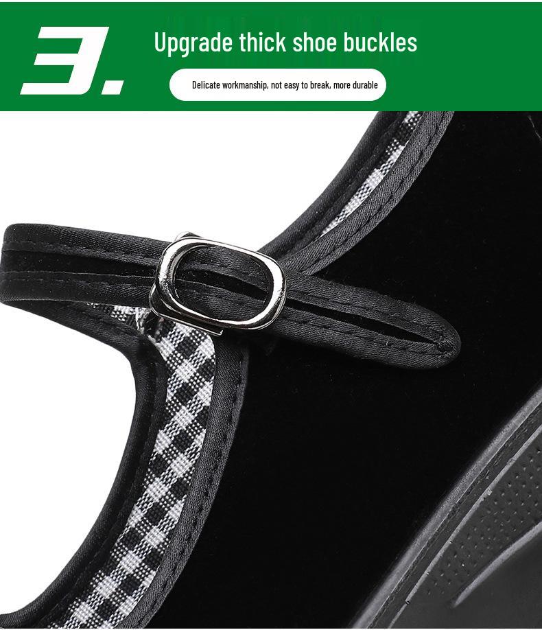 Women's Height-Increasing Non-Slip Work Shoes: Old Beijing Style, Thick-Sole Comfort, Sponge Cake Sole, Ideal for Hotel Staff