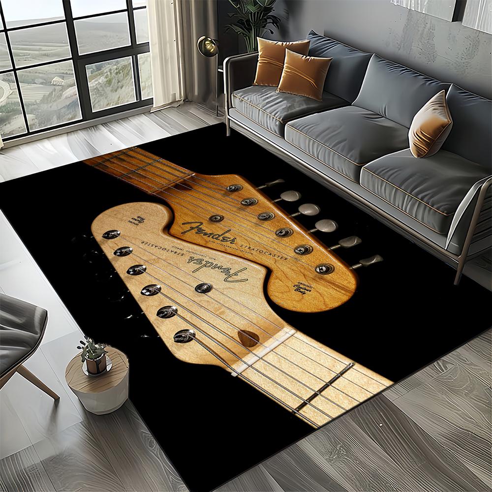 27 Styl Nowy Fender Retro Gitara Instrumenty Muzyka Dywan 3D do Salonu Sypialni Domu Dekoracja Sofy, Antypoślizgowa Mata Podłogowa
