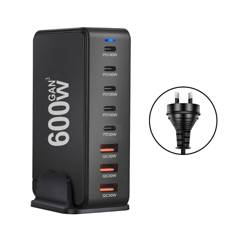 600W Desktop GaNs Chargers USB C USB A Charging Station Desktop Mutliport for Fast Chargers Laptop Power Adapter