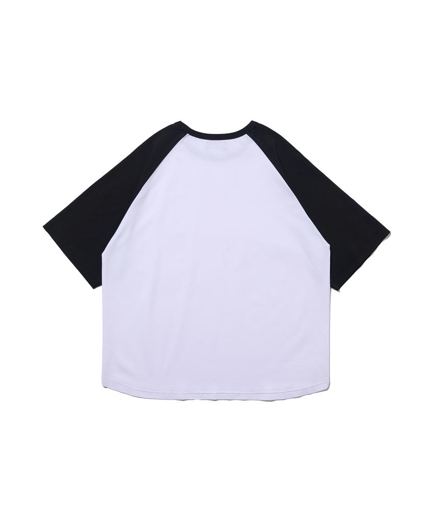 ANALOG MOOD Raglan Color Block Short Sleeve T-Shirt (White/Black)