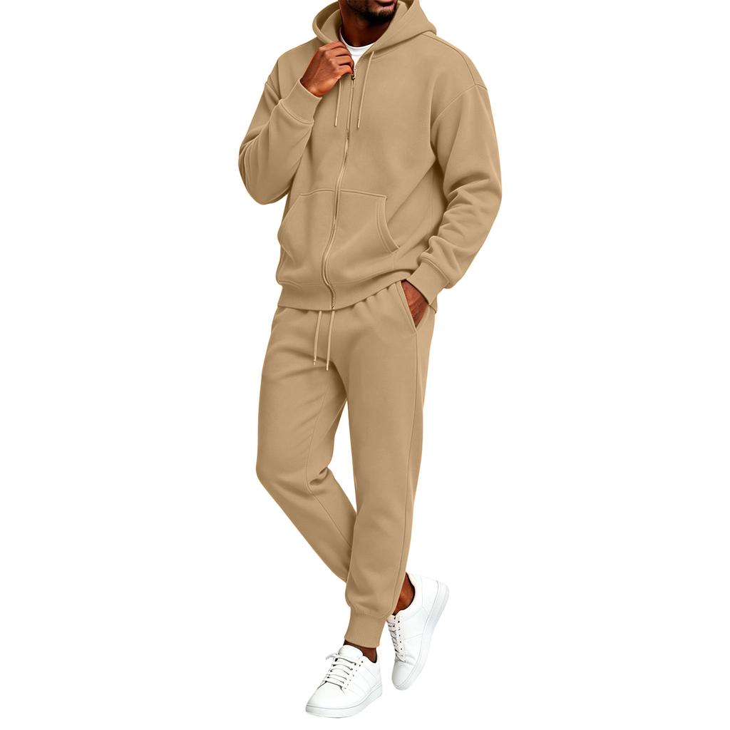 Unisex Zip Up Hooded Sweatshirt and Jogger Pants 2 Piece Set for Casual Streetwear