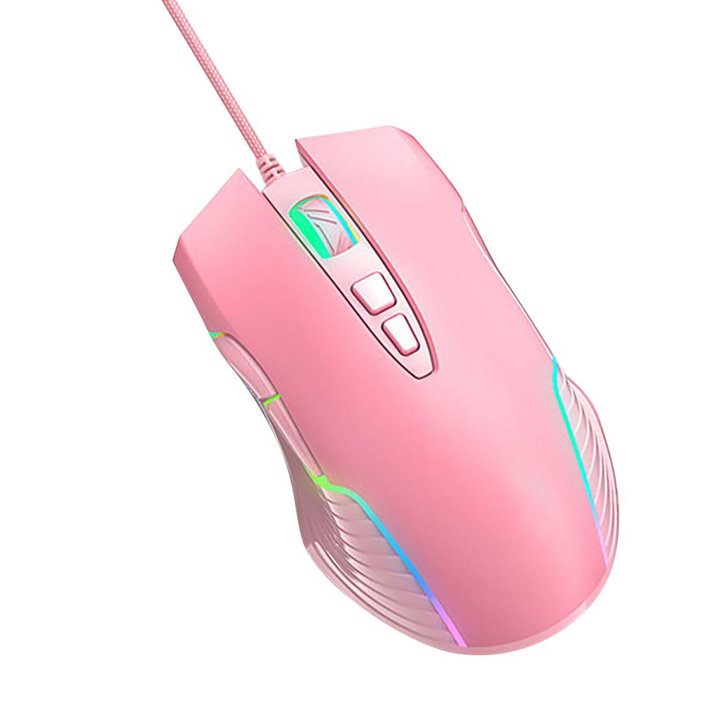 Wired Mouse Pink Ergonomic Design RGB Backlit Motion Detection 5.9ft Cable Gaming Mouse for Gaming Office Study
