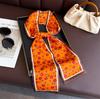 New High-end Silk Scarf, Small Long Light Luxury Streamer, Tied Bag Decoration, Double-layer Scarf, Headband Printing, Narrow Scarf.