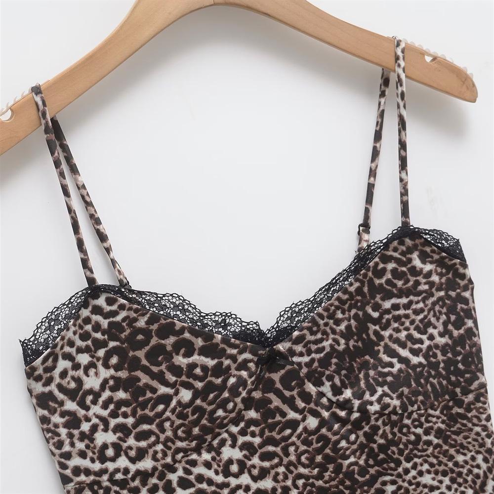 Spring/Summer 2025 Leopard Print Sexy Temperament Spicy Girl Style Crop Vest
