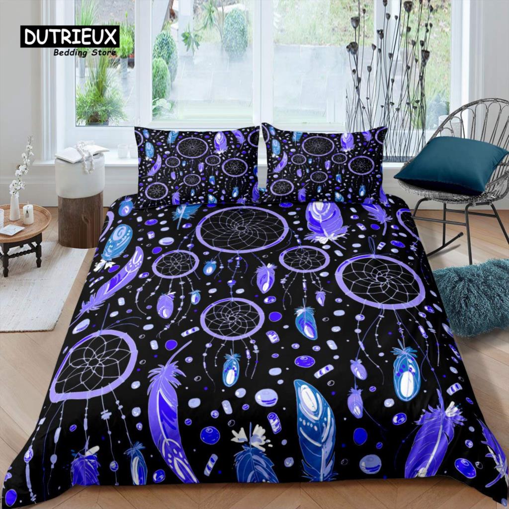 Dreamcatcher Duvet Cover Boho Dream Catcher Comforter Cover Microfiber Indian Native Tribal Elements Bedding Set King Queen Size