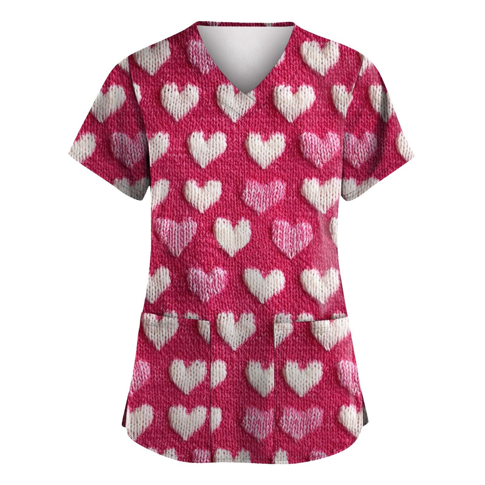 

Модний жіночий робочий одяг із V-подібним вирізом і короткими рукавами з кишенями до Дня Святого Валентина XXXXXL