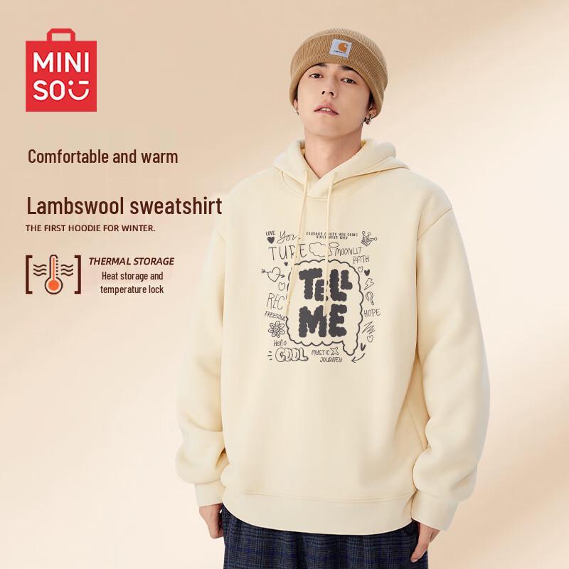 

MINISO Men s Warm Hooded Fleece Sweatshirt M