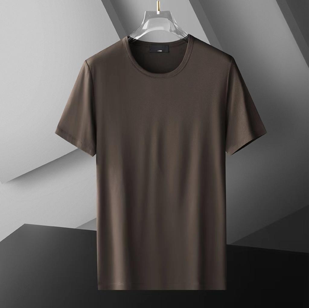 Men's Japanese Ice Silk Summer T-Shirt - Short-Sleeve, Solid Color, Quick-Dry, Elastic Modal Cotton.
