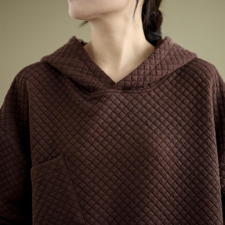 Dimanaf 2024 Otoño Vintage Jerseys Tops Mujeres Ropa a cuadros Sudaderas con capucha Sudaderas de gran tamaño Sueltas Casuales