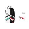 Sprayground Shark Big Logo Shark Mouth Black And White Color Block PVC Backpack Unisex Backpack W1035717