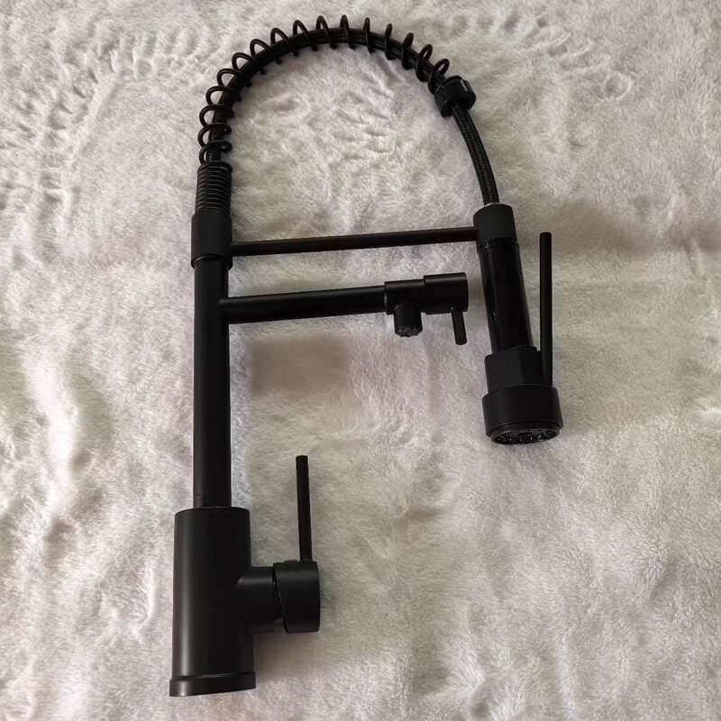 Handun Black Spring Kitchen Faucet
