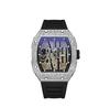 Barrel-Shaped Dial Full Diamond Watch Casual Calendar Quartz Watch